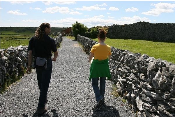Limestone pathways, showing uneven ground and gentle gradients